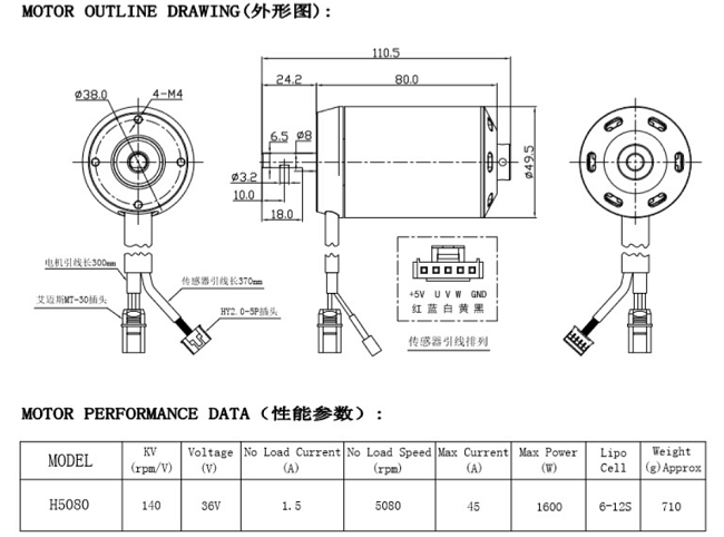 滑板車無刷電機外形圖