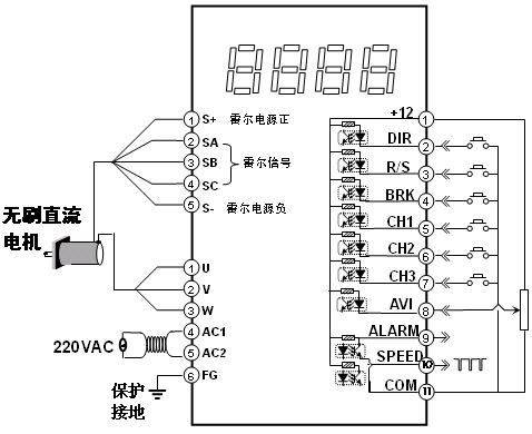直流無刷驅(qū)動器接線圖